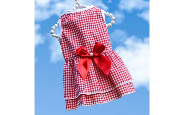 Spring Summer And Autumn New Plaid Pet Cat Clothes Supplies Stripes - Small Red Plaid Bow Xs
