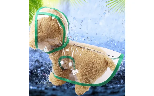 Transparent Pet Raincoat - Green Xs