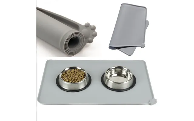 Waterproof Pet Mat For Dogs And Cats Pure Color Silicone Pet Food Mat - Grey