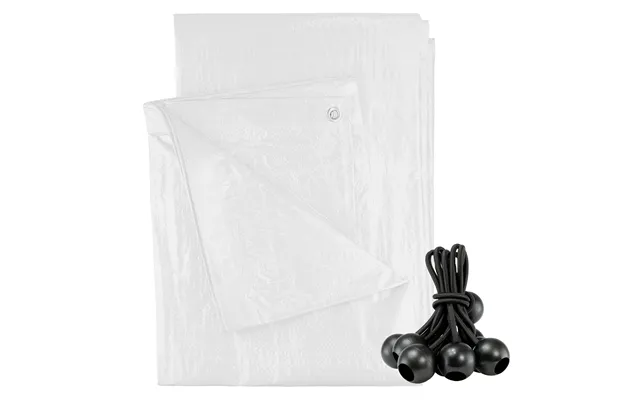 White M-grade Tarpaulin With 10 X 6 Bungee Balls Black - 4m X 8m