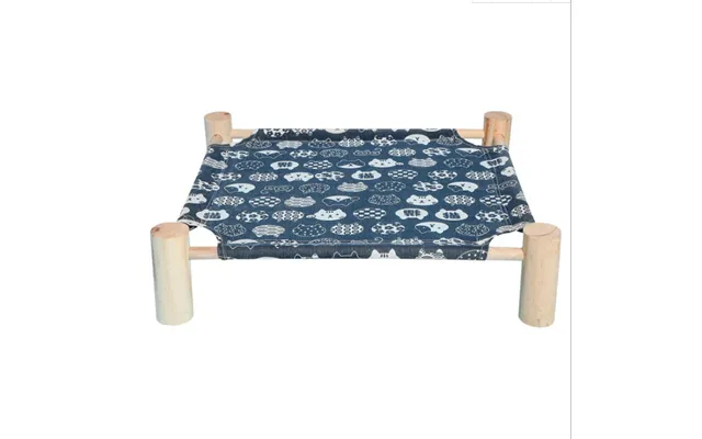 Wooden Frame Canvas Cat Pet Moistureproof Hammock - Blue 53x48x13cm