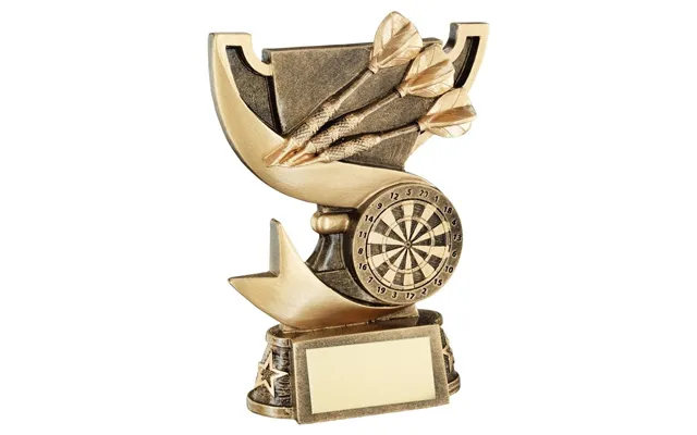 Cup Ribbon With Dartboard - Bronze Resin Trophy Award