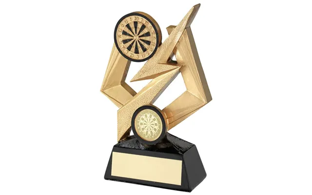 Dartboard On Bolt Pentagon Darts Trophy - Gold-black