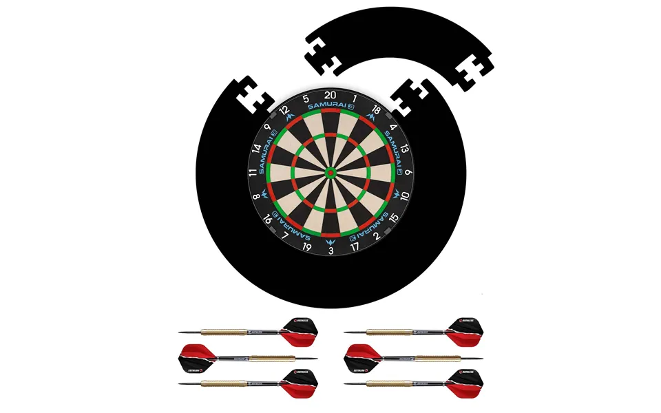 Mission Samurai 3 Dartboard Set - Dart Board, Black Jigsaw Surround & 2 Sets Of Brass Darts