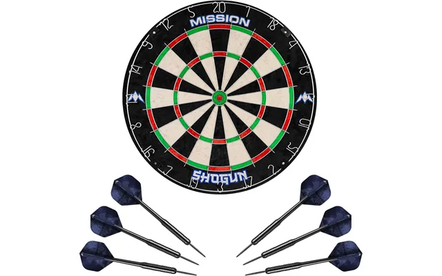 Mission Shogun Dartboard Set - Round Wire Dartboard With 2 Sets Of Darts