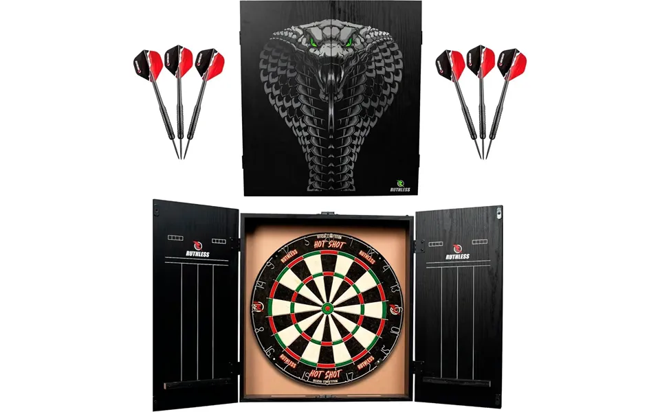 Ruthless Animal Home Darts Centre - Hotshot Dartboard In Cabinet