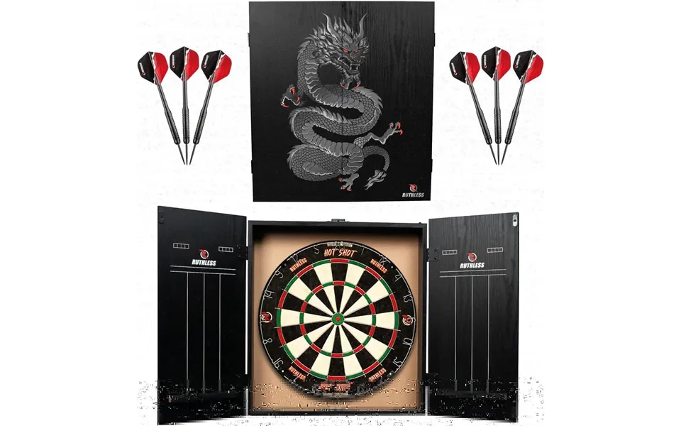 Ruthless Animal Home Darts Centre - Hotshot Dartboard In Cabinet