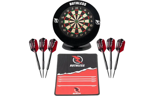 Ruthless Mini Desktop Dartboard Complete Set - Surround, Darts & Mat