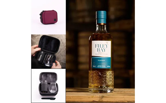 Filey Bay Flagship, Travel Flask & Glass Gift - Cherry Red