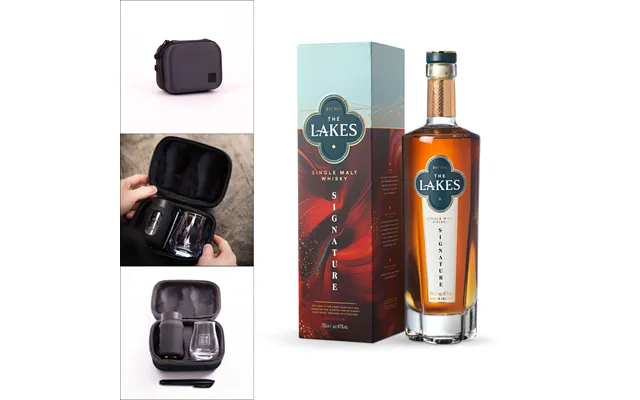 Lakes Signature Whisky Oak & Ember Travel Flask Glass Set - Charcoal Grey