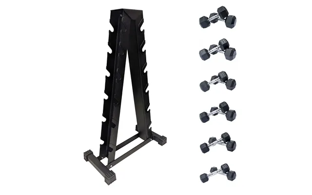 Dkn 2kg To 10kg Rubber Hex Dumbbell Set With Storage Rack - 6 Pairs