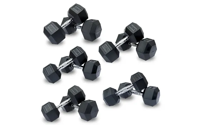 Dkn 5kg To 30kg Rubber Hex Dumbbell Set - 9 Pairs
