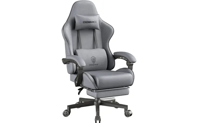 Dowinx 6658g Big & Tall Gaming Chair Extra-wide Seat - 5 High-density Foam & Extendable Footrest Grey