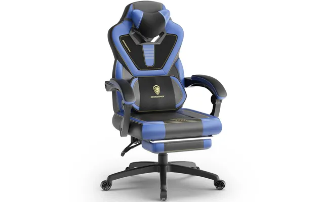 Dowinx Big And Tall Gaming Chair With Massage - Heavy Duty Pc Gamer Chair Pu Leather Blue