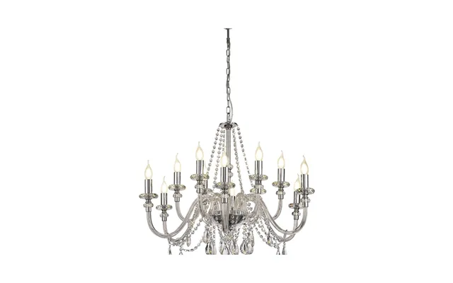 Aldrich 81cm Chandelier Pendant 12 Light E14 Polished Chrome Clear Glass Crystal Luxuria