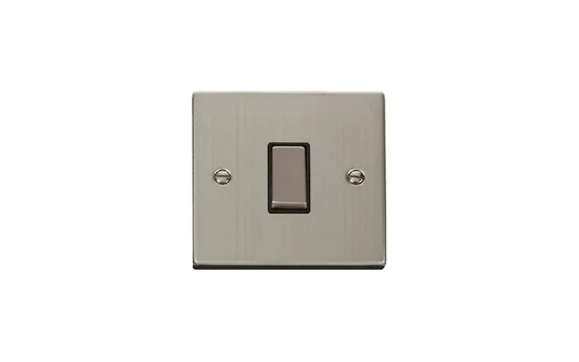 Click Deco 1 Gang 2 Way Ingot 10ax Switch Stainless Steel Black Inserts