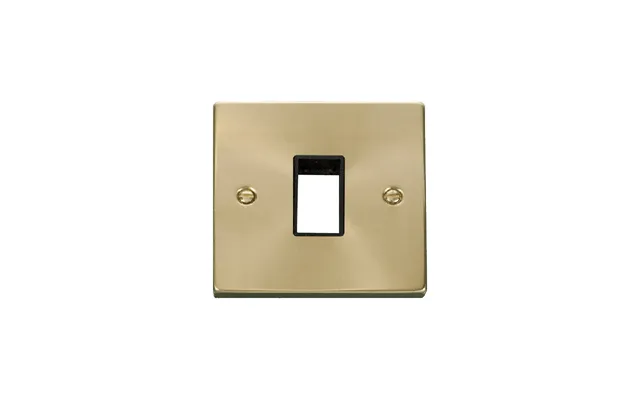 Click Deco 1 Gang Minigrid Single Aperture Unfurnished Plate Satin Brass Black Inserts