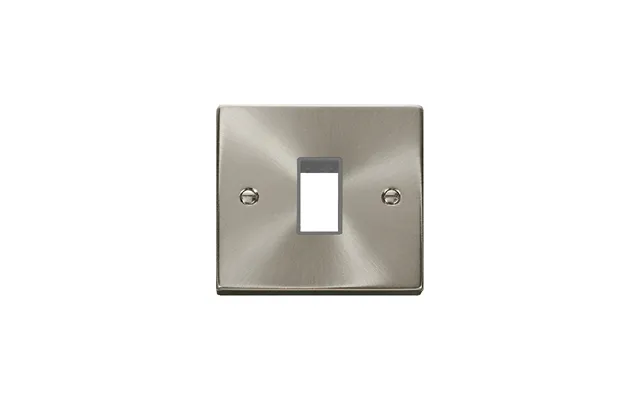 Click Deco 1 Gang Minigrid Single Aperture Unfurnished Plate Satin Chrome Grey Inserts