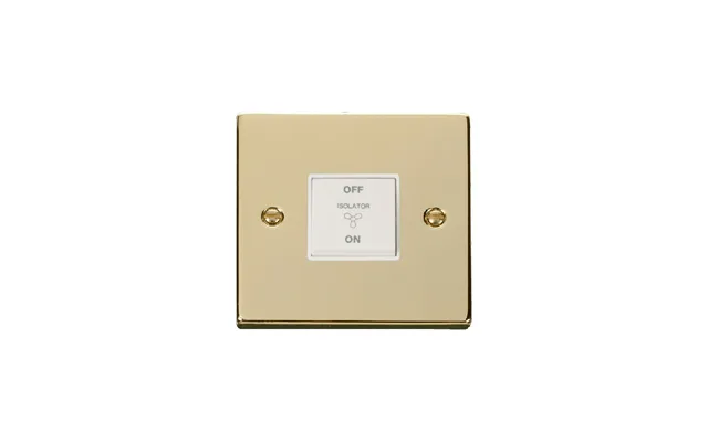 Click Deco 10a 1 Gang 3 Pole Fan Isolation Switch Polished Brass Insert White