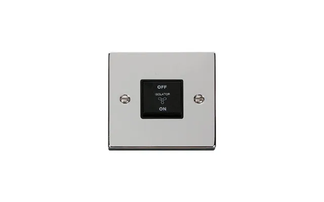 Click Deco 10a 1 Gang 3 Pole Fan Isolation Switch Polished Chrome Insert Black