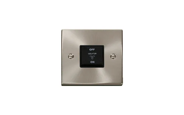Click Deco 10a 1 Gang 3 Pole Fan Isolation Switch Satin Chrome Insert Black