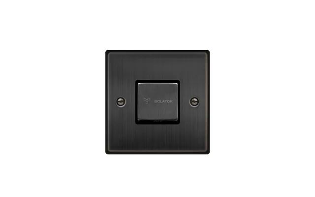 Click Deco 10a 1g 'ingot' 3p Fan Isolation Switch Matt Bronze Insert Black