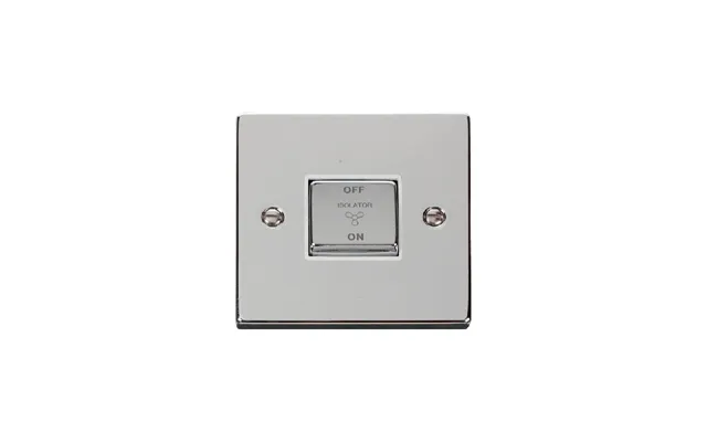 Click Deco 10a 1g 'ingot' 3p Fan Isolation Switch Polished Chrome Insert White
