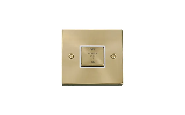 Click Deco 10a 1g 'ingot' 3p Fan Isolation Switch Satin Brass Insert White