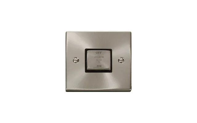Click Deco 10a 1g 'ingot' 3p Fan Isolation Switch Satin Chrome Insert Black