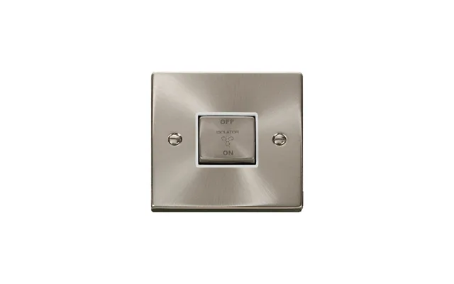 Click Deco 10a 1g 'ingot' 3p Fan Isolation Switch Satin Chrome Insert White