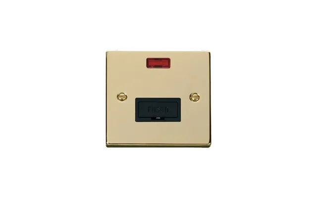 Click Deco 13a Fused Connection Unit With Neon Polished Brass Insert Black