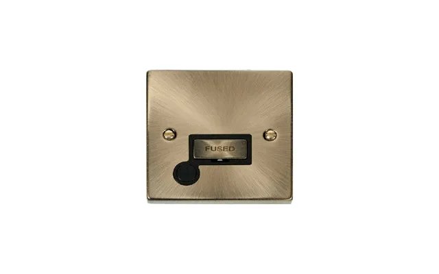Click Deco 13a Fused 'ingot' Connection Unit With Flex Outlet Antique Brass Insert Black