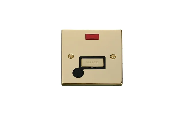 Click Deco 13a Fused 'ingot' Connection Unit With Flex Outlet & Neon Polished Brass Insert Black