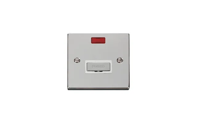 Click Deco 13a Fused 'ingot' Connection Unit With Neon Polished Chrome Insert White