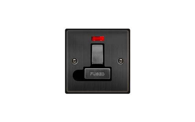 Click Deco 13a Fused 'ingot' Dp Switched Connection Unit With Flex Outlet & Neon Matt Bronze Insert Black