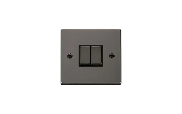 Click Deco 2 Gang 2 Way Ingot 10ax Switch Black Nickel Black Inserts