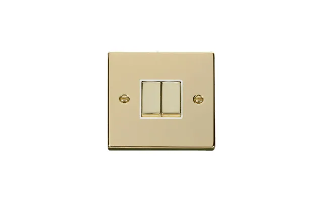 Click Deco 2 Gang 2 Way Ingot 10ax Switch Polished Brass White Inserts