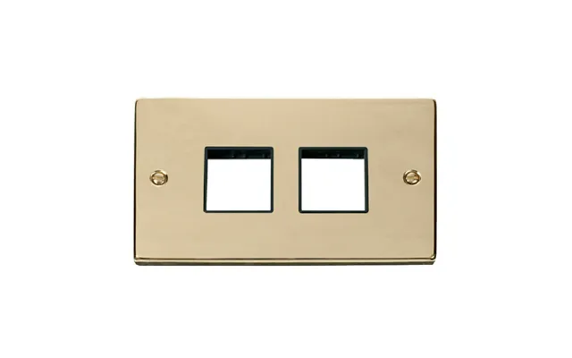Click Deco 2 Gang Plate 2 X 2 Aperture Unfurnished Plate Polished Brass Black Inserts