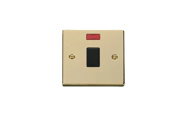 Click Deco 20a 1 Gang Dp Switch With Neon Polished Brass Insert Black