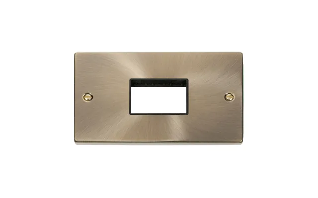 Click Deco 2g Minigrid 3 Aperture Unfurnished Plate Antique Brass Black Inserts