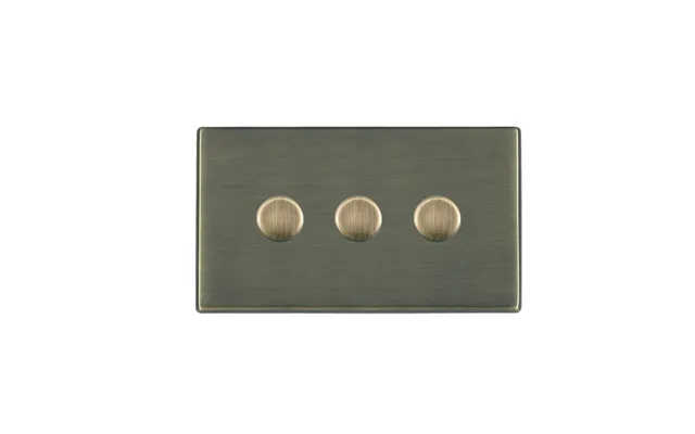 Hamilton G2 3 Gang 2 Way 100w Led Dimmer Antique Brass