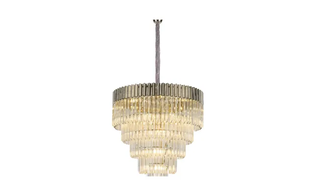 Osiris 80cm Pendant Round 5 Tier 19 Light E14 Polished Nickel Clear Sculpted Glass Luxuria