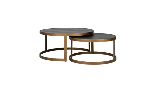 Black Herringbone Brass Coffee Table Set Of 2