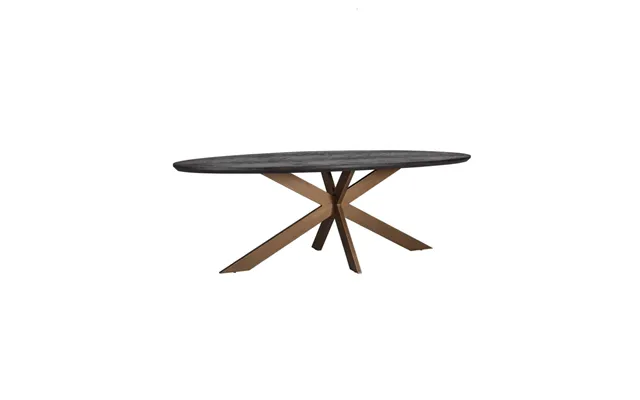 Oval Black Herringbone Brass Dining Table