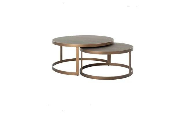 Textured Brass Trim Coffee Table Set Of 2