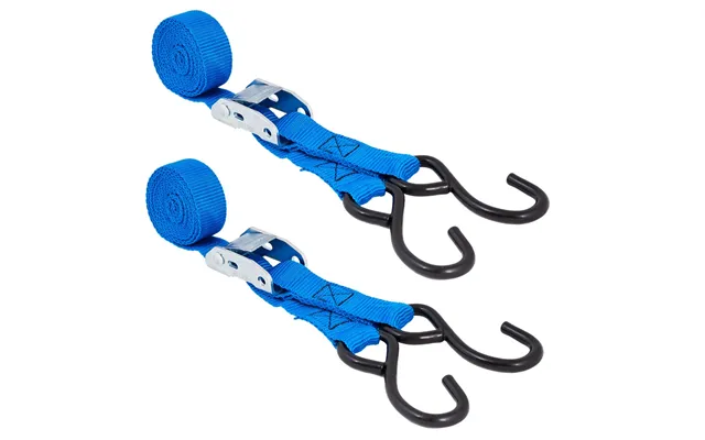 Polaire Motorcycle Cam Buckle Straps With S-hooks 25mm X 2m Set Of 2 - Blue