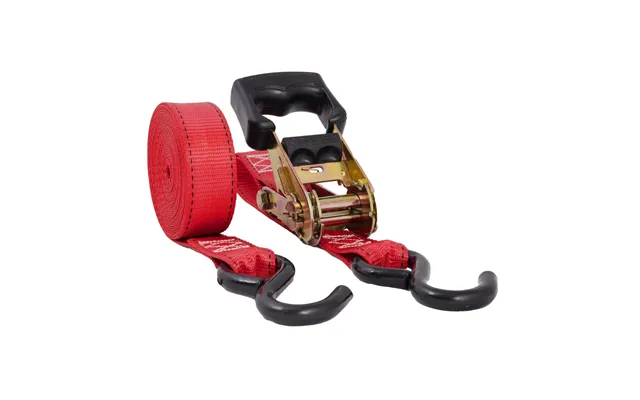 Polaire Ratchet Strap With Bumper Grip And S-hook 32mm X 5m Single - Red For Securing Car Roof Loads
