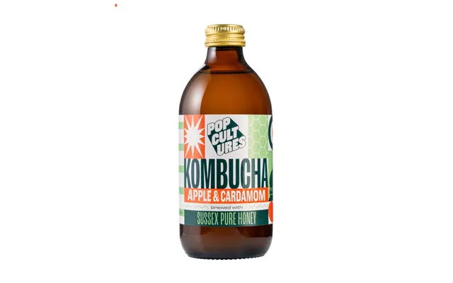 Pop Cultures Apple & Cardamom Kombucha - Luxury Non Alcoholic Drink, Case Of Six Bottles