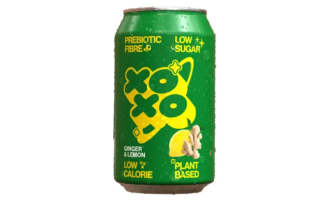Xoxo Ginger And Lemon Prebiotic Soda - Low Sugar Alcohol Free Soft Drink, Case Of 24 Cans