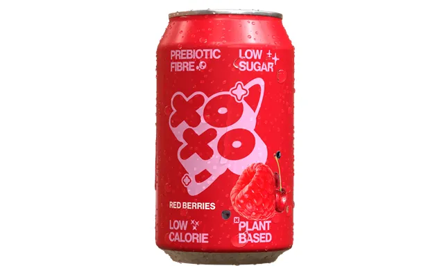 Xoxo Red Berries Prebiotic Soda - Low Sugar Alcohol Free Soft Drink, Case Of Six Cans